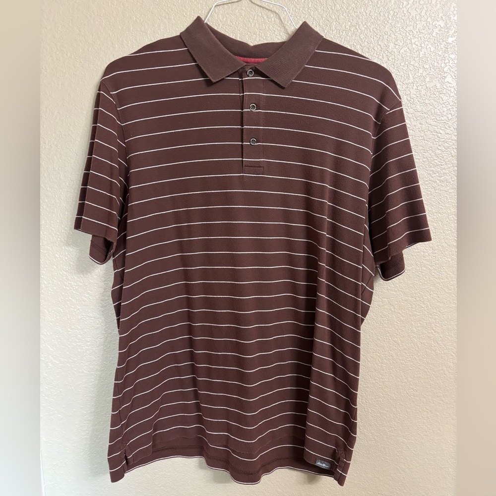 Eddie Bauer Brown Polo with White Stripes